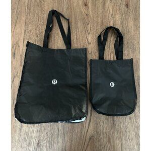 Lululemon Reusable Shopping Bags Lot Of 2 Big Small Black Tote Bags